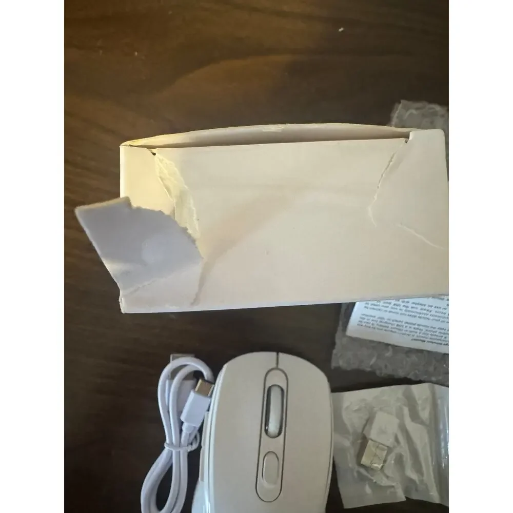 Wireless Bluetooth Mouse 2.4GHz USB Type-C Receiver with Dual Mode Switch White